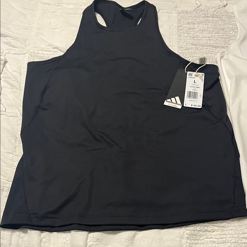 NWT Adidas Club Tank, black and white. Size Large - Picture 3 of 10